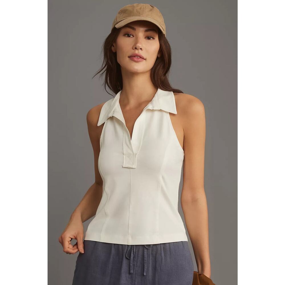 Anthropologie Pilcro NWT Reworked Halter White Tank Top, Size Large